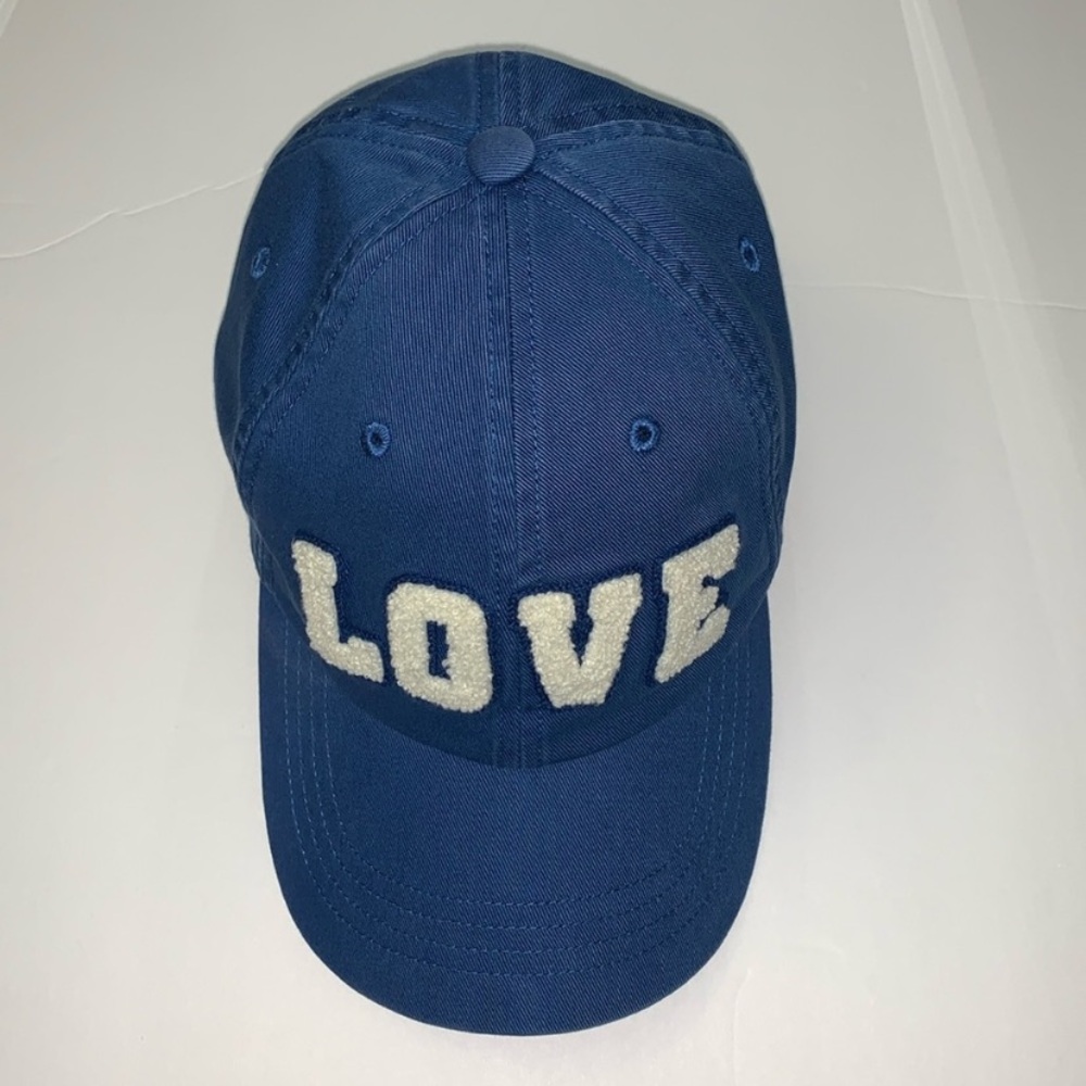 Tory Burch Sport LOVE Cap Baller Hat in Blue with white chenille letters - Picture 4 of 15